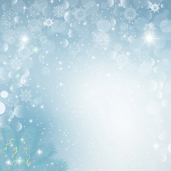 Ilustración vectorial de fondo de nieve de Navidad con rama de abeto — Archivo Imágenes Vectoriales