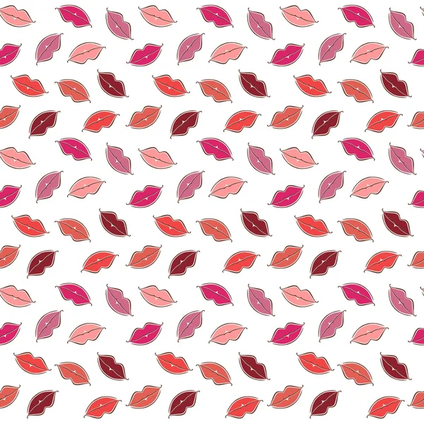 Seamless vector background of colored lips. — Stock Vector