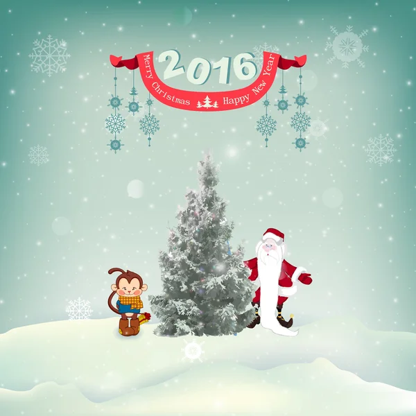 Vektorové ilustrace vánoční sníh pozadí, vánoční strom — Stockový vektor