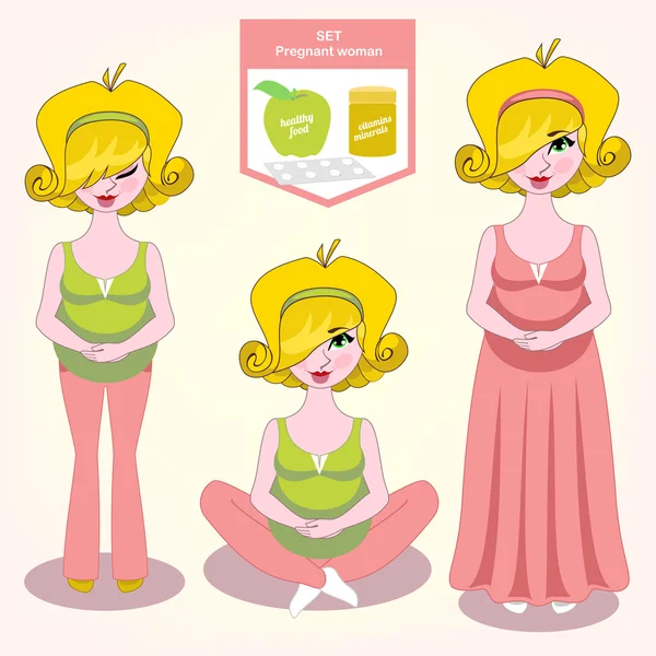 Illustration vectorielle d'un ensemble d'aliments sains pour femmes enceintes , — Image vectorielle