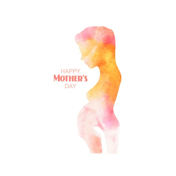 Vectorillustratie van zwangere vrouw in aquarel, moeder s da — Stockvector