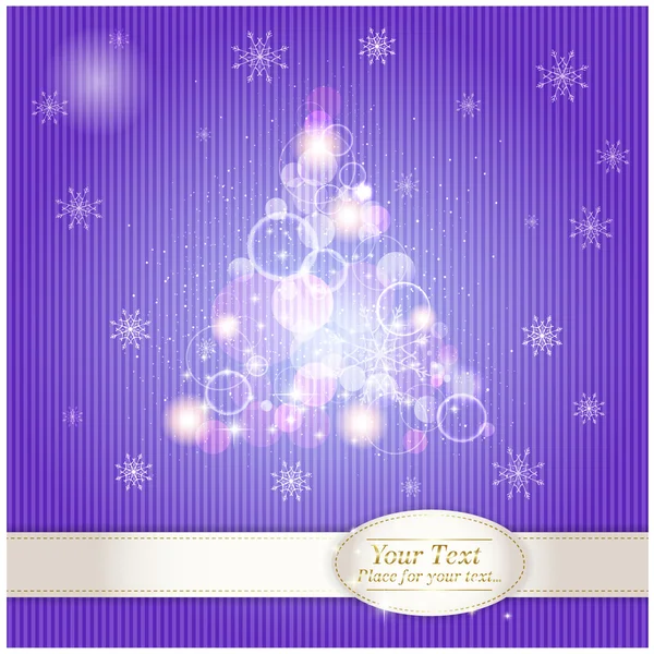 Arbre de Noël stylisé de Noël sur un fond violet — Image vectorielle