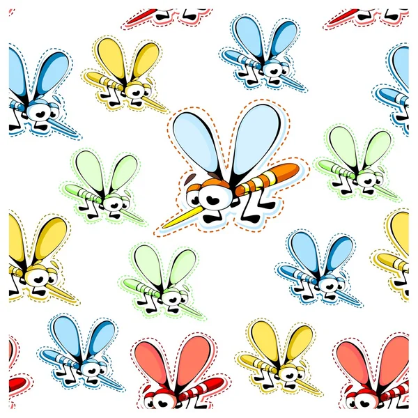 Wallpaper of colored mosquitoes on white background — Stock Vector