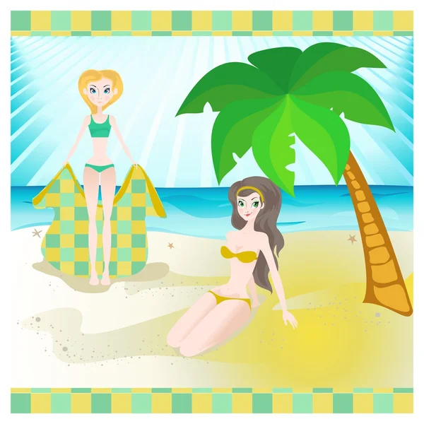 Verano, sol, playa — Vector de stock