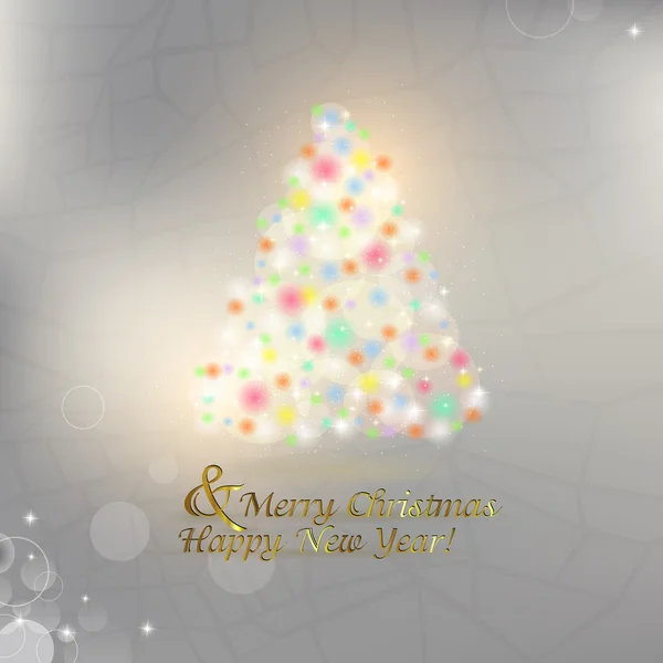 Abstract Christmas tree in the bright glare of the lights on the — Stock Photo, Image