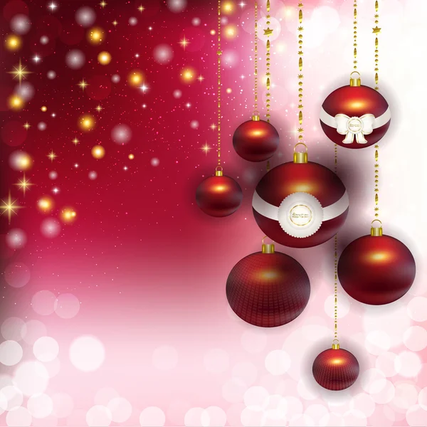 Christmas background with red balls in the bows — Stock Photo, Image