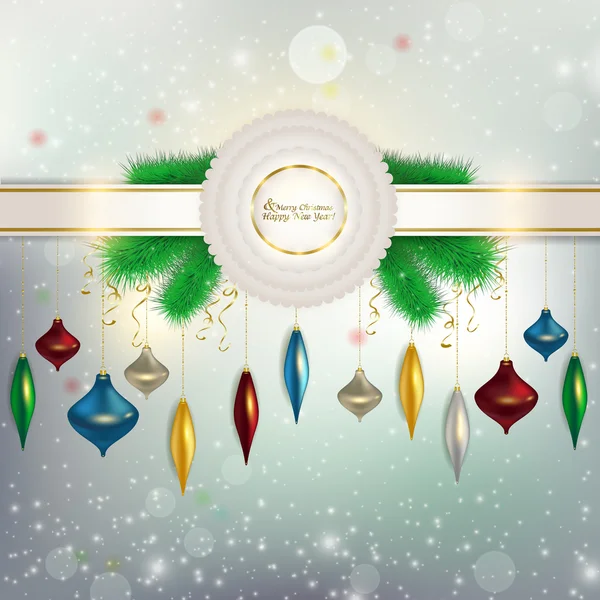 The ribbon with a bow on the background with flying snowflakes h — Stock Photo, Image