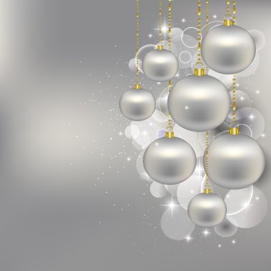Gümüş Noel topları ile Noel arka plan