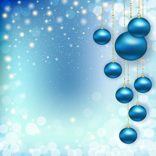 Jul vinter abstrakt bakgrund med blå bollar — Stock vektor