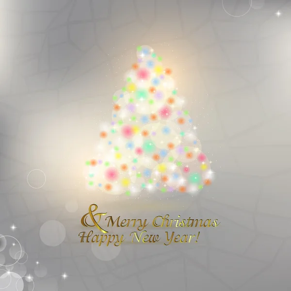 Árbol de Navidad abstracto en el resplandor brillante de las luces en el — Archivo Imágenes Vectoriales