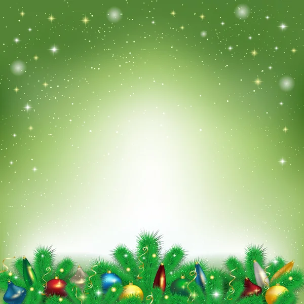 Jul bakgrund med snöflingor och grenar av julstämning — Stock vektor