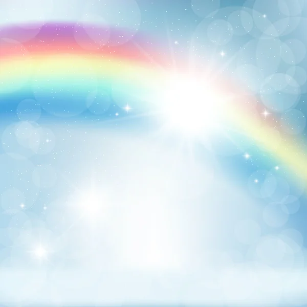 Abstract background of rays on a blue sky with a rainbow — Stock Photo, Image