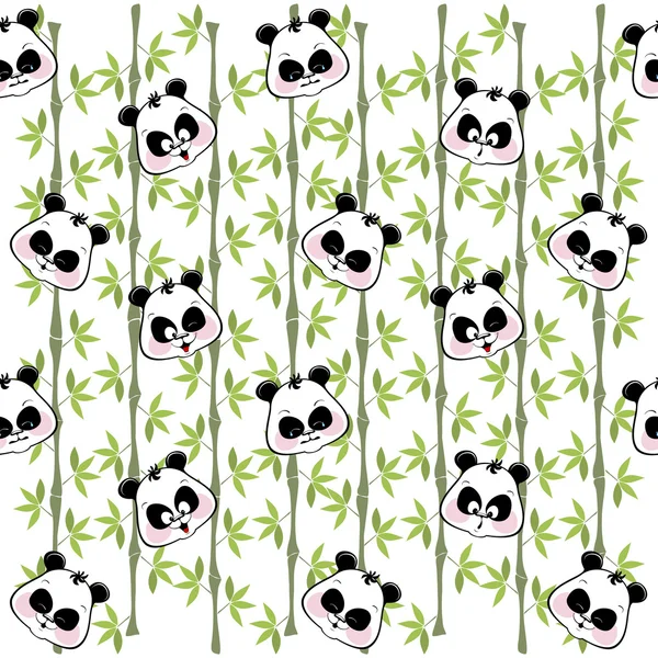 Seamless background from the muzzles of the Panda on the bamboo — Stock Photo, Image