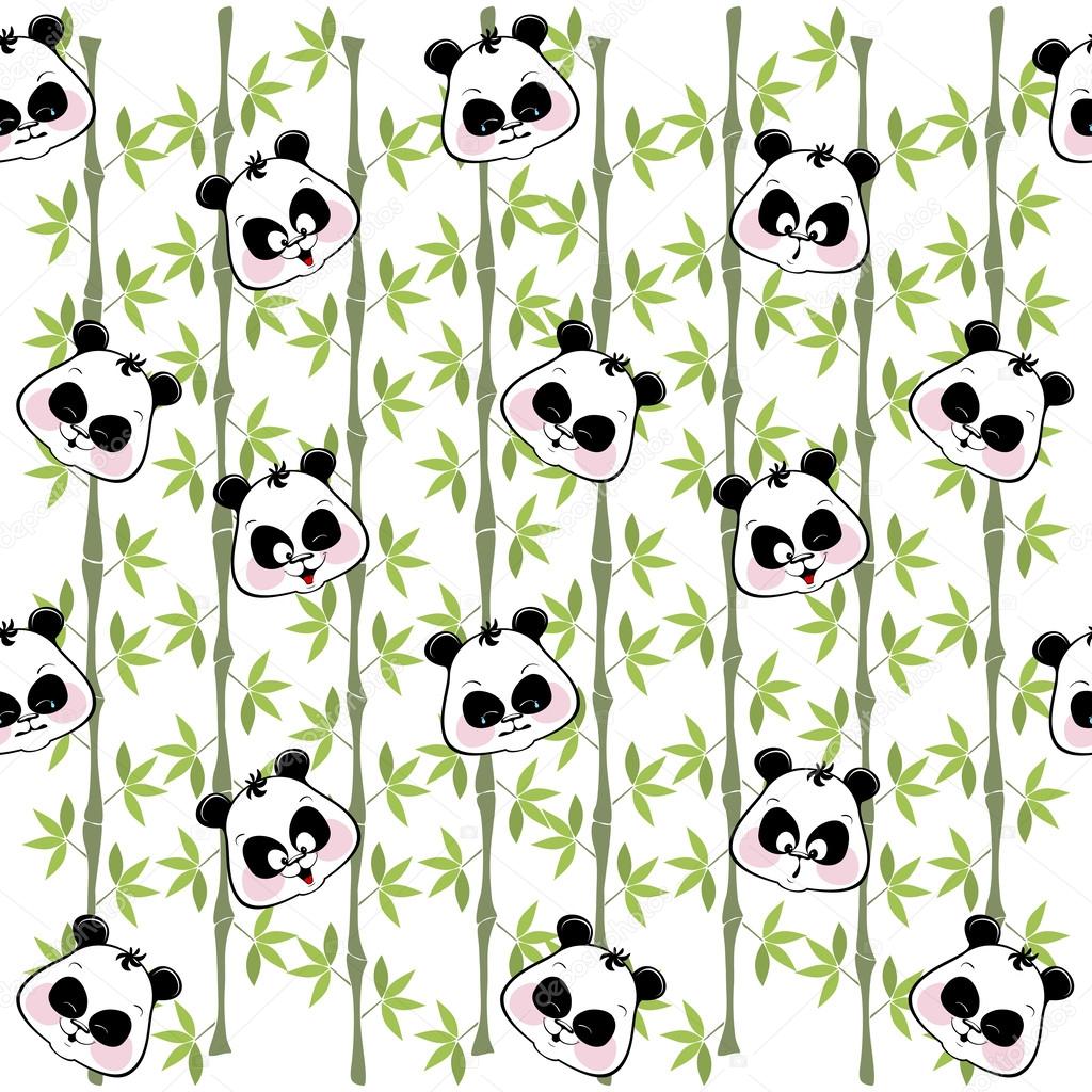 seamless background from the muzzles of the Panda on the bamboo 