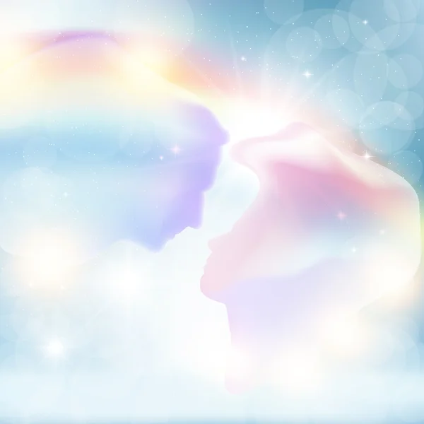 Couple amoureux dans les nuages — Image vectorielle