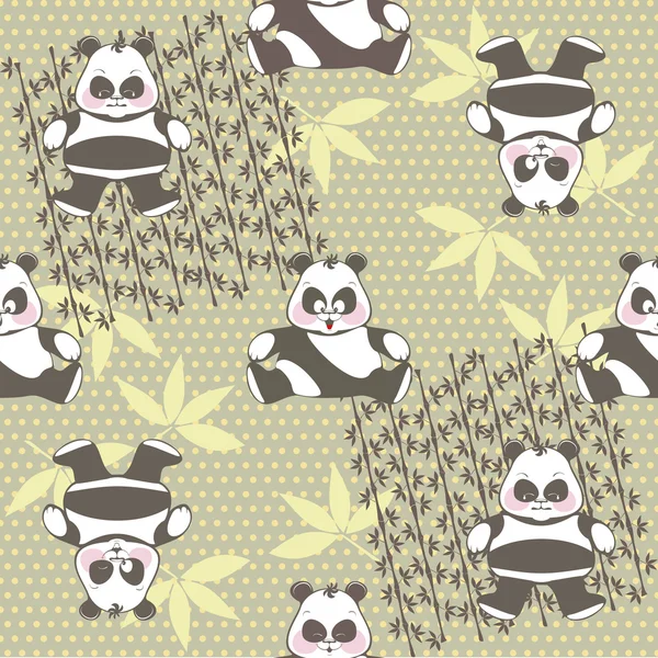 Bezešvé pozadí různých pandy v pozadí — Stockový vektor