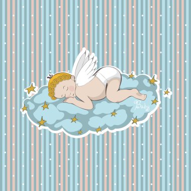melek yıldız ile bir bulutun üzerinde uyuyor