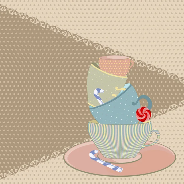 Colored mug with sweets — Stock Photo, Image