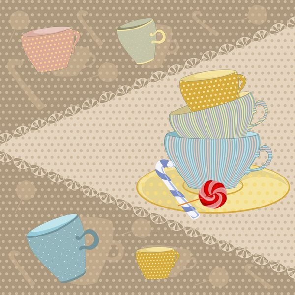background of the mugs with candy