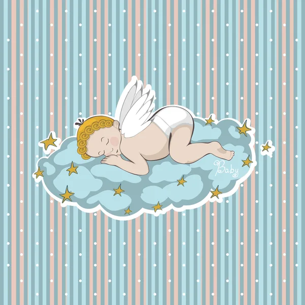 Ángel dormido en una nube con estrellas —  Fotos de Stock