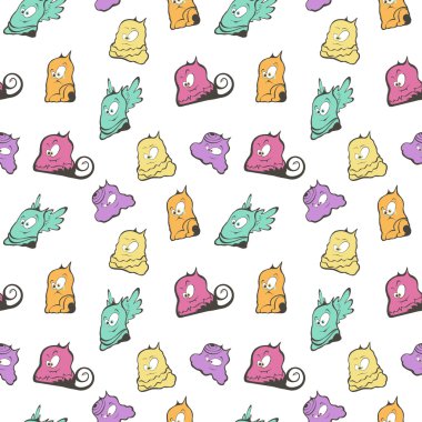 Canavarlar renkli bir arka plan üzerinde