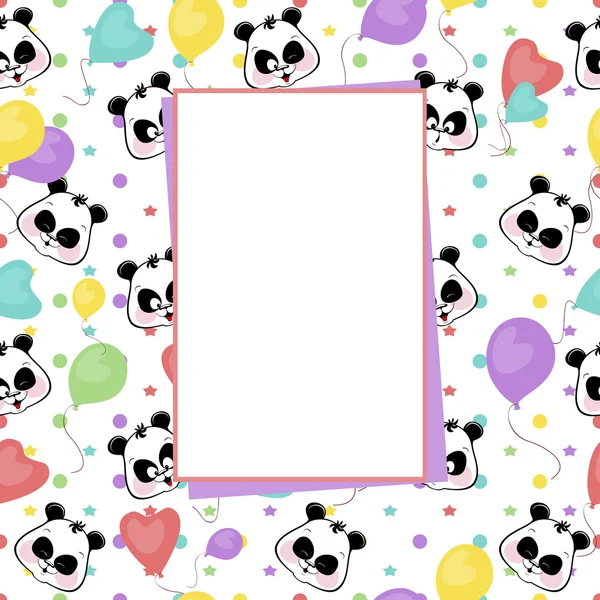 Children frame with seamless background of funny muzzles Panda — Stock Photo, Image