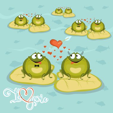 Bir çift aşık, aşık kurbağalar. Aşk kurbağalar.