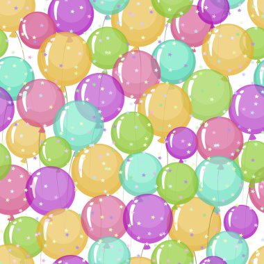 Stilize, şişme şeffaf renkli topları yıldız ile Seamless Modeli.