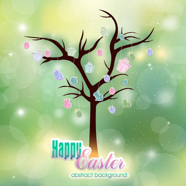Fondo abstracto de primavera y árbol de Pascua — Vector de stock