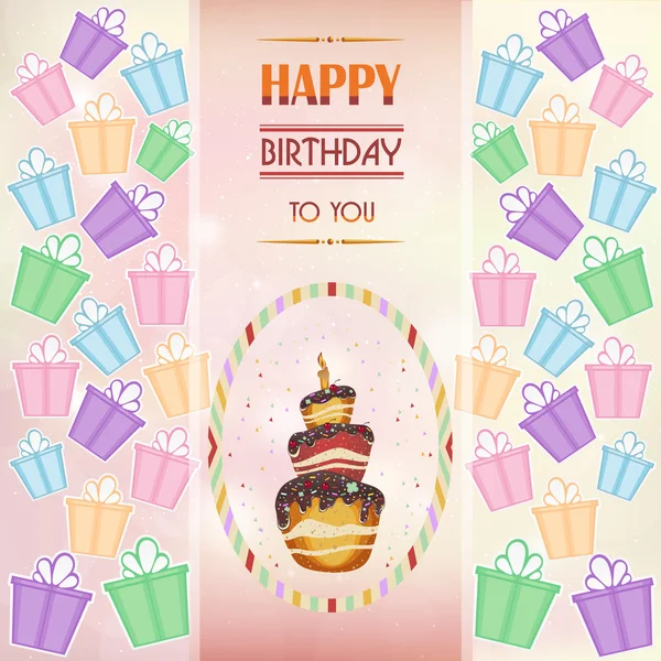 Cake. A big yummy cake for birthday. Birthday cake. Anniversary. — Stock Vector