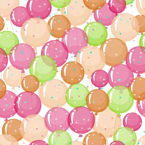 Seamless pattern of stylized, colored, transparent, inflatable balls. — Stock Vector