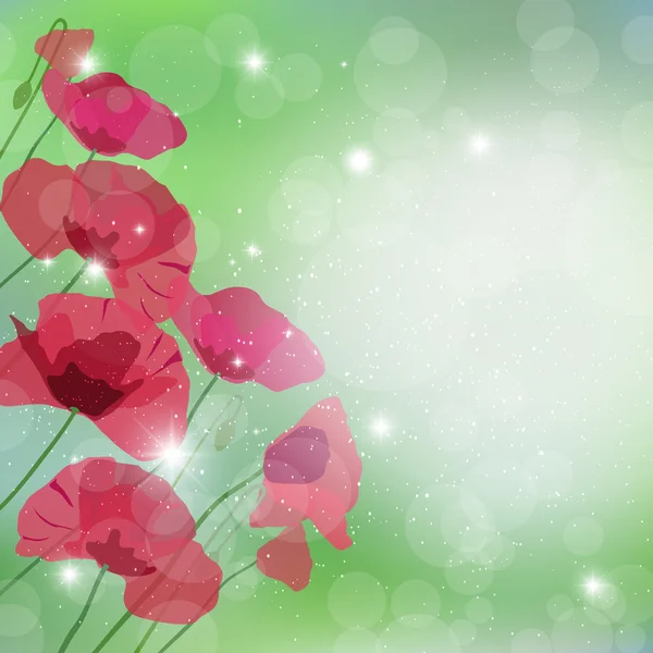 Blommande röda blommor på abstrakt bakgrund — Stockfoto