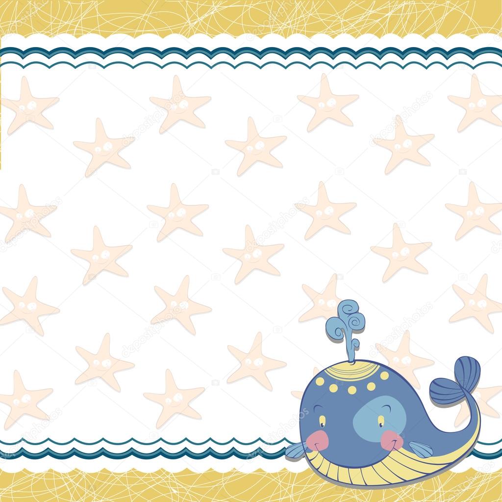 children frame with a whale and a sea star
