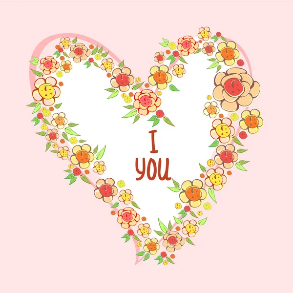 Vektor Illustration von Blumen in Herzform Valentinstag — Stockvektor