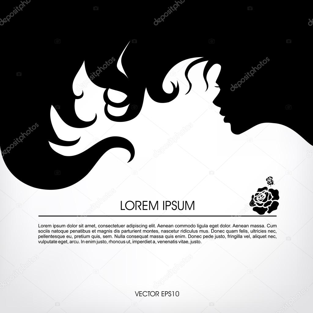 Silhouette of a girl with flowing hair