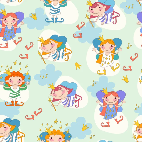 Seamless background illustration girls fairies. Fairy wit — Stock Fotó