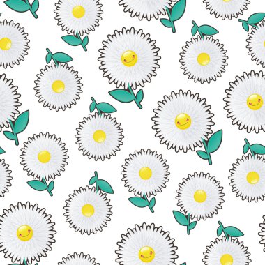 Sorunsuz arka plan papatya çiçek vektör çizim