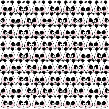 Seamless pattern of funny muzzles pandas. clipart