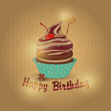 Cupcake kek gün doğum vektör çizim.