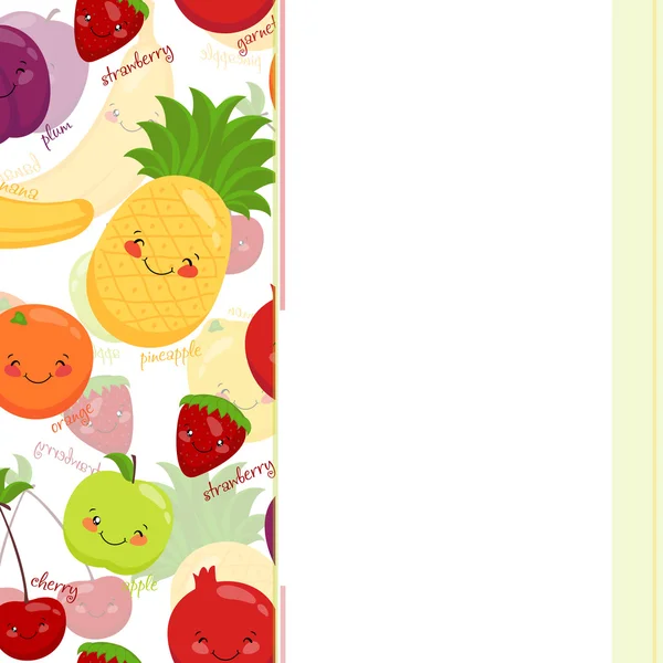 矢量图像的滑稽们三缄其口水果、 维生素、 素食食品 — 图库矢量图片