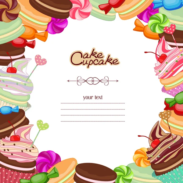 Cadre de fond de boulangerie avec bonbons, confiseries, desserts . — Image vectorielle