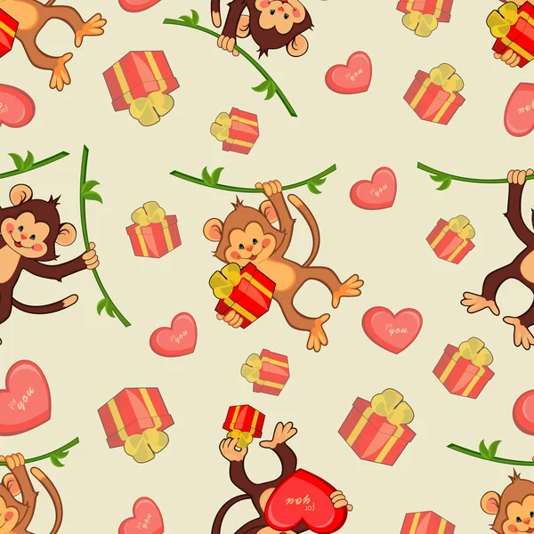 Illustrazione delle scimmie per il backgrou vettoriale holiday.Seamless — Vettoriale Stock