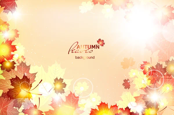 Vector illustration of bright Sunny autumn background with falli — Stock Vector