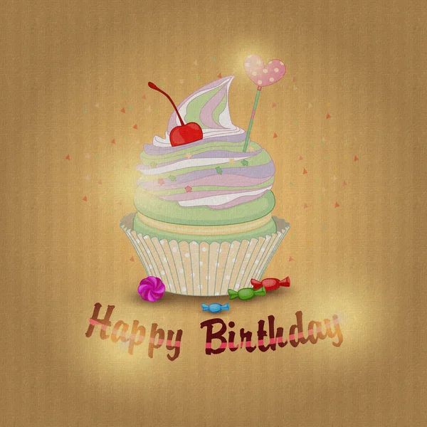 テクスチャの誕生日においしいレモン ケーキのイラスト — ストック写真