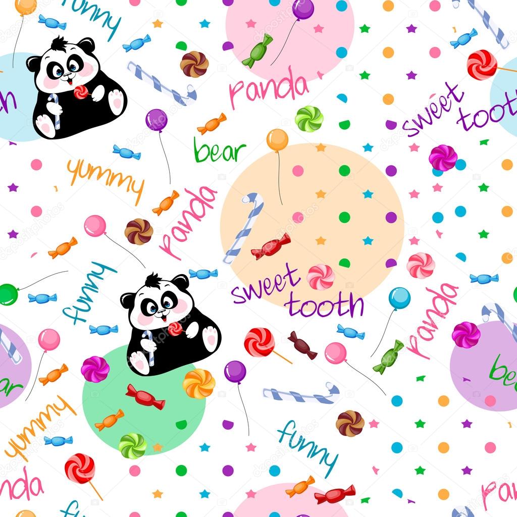 Seamless background Wallpaper on package holiday, funny Panda be