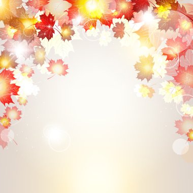  illustration of beautiful autumn background with sun rays