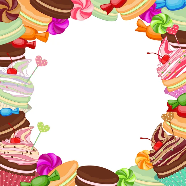 Bakery background frame with sweets, confectionery, sweets, dess — Stock fotografie