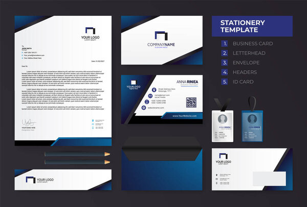 corporate identity template with digital elements. Business Stationery Template Design vector