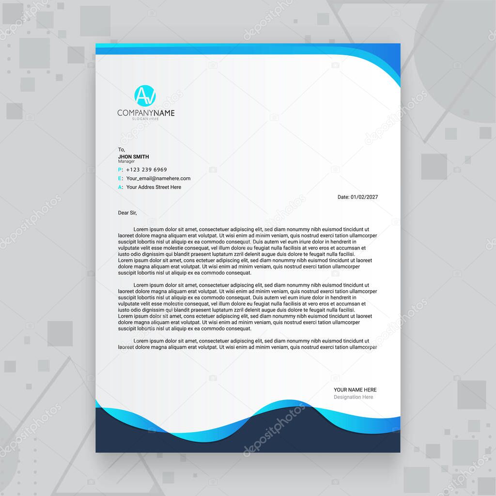 Creative wave Business Letterhead Template Design