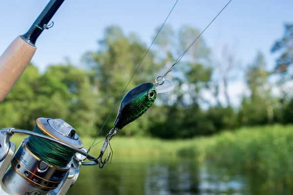 Señuelo de pesca en el carrete —  Fotos de Stock